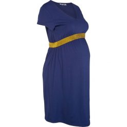 Sukienka shirtowa ciążowa na uroczyste okazje bonprix kobaltowy. Niebieskie sukienki damskie marki bonprix, bez wzorów, z wiskozy, eleganckie, bez kołnierzyka, moda ciążowa, bez rękawów, dopasowane. Za 89,99 zł.