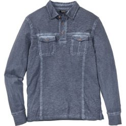 Shirt polo z długim rękawem, z efektem wytarcia bonprix ciemnoniebieski. Niebieskie koszulki męskie bonprix, s, bez wzorów, z długim rękawem. Za 74,99 zł.