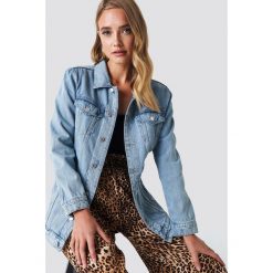 Bomberki damskie: MANGO Kurtka jeansowa oversize – Blue