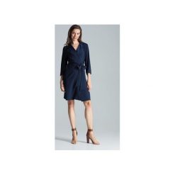 Sukienka M680 Granat. Niebieskie sukienki damskie FIGL, xl, bez wzorów, z koszulowym kołnierzykiem, bez rękawów, koszulowe. Za 169,00 zł.