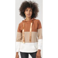 Camelowa Bluza Chania. Brązowe bluzy damskie Born2be, xl, bez wzorów, bez rękawów, z kapturem. Za 79,99 zł.