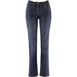 Wygodne dżinsy ze stretchem STRAIGHT bonprix ciemnoniebieski "used". Niebieskie jeansy damskie bonprix, z jeansu. Za 59,99 zł.