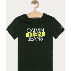 Calvin Klein Jeans - T-shirt 116-176 cm. Czarne t-shirty chłopięce Calvin Klein Jeans, z nadrukiem, z bawełny, bez rękawów. Za 139,90 zł.