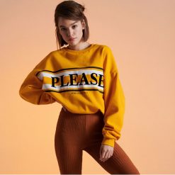 Bluza z napisem - Żółty. Żółte bluzy damskie Cropp, s, z napisami, bez rękawów, bez kaptura. W wyprzedaży za 39,99 zł.