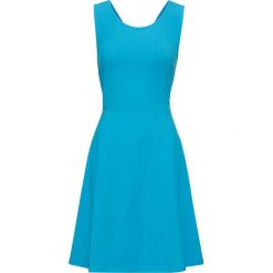 Sukienka bonprix turkusowy. Niebieskie sukienki damskie bonprix, bez wzorów, z okrągłym kołnierzem, bez rękawów. Za 44,99 zł.
