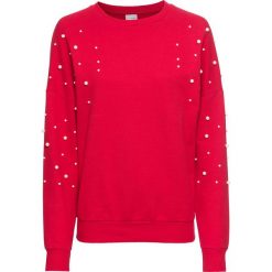 Bluza z perełkami bonprix czerwony. Czerwone bluzy damskie bonprix. Za 49,99 zł.
