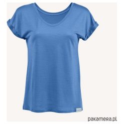 T-shirt damski z wełny merino na lato szary. Szare t-shirty damskie Pakamera, bez wzorów, z wełny, bez kołnierzyka. Za 259,00 zł.
