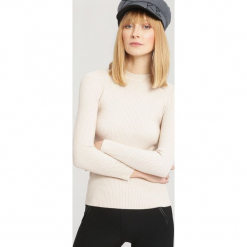 Beżowy Sweter Burnished. Brązowe golfy damskie marki other, l, prążkowane. Za 39,99 zł.