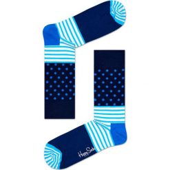Happy Socks - Skarpety Stripes&Dots. Niebieskie skarpetki męskie marki Happy Socks, z bawełny. W wyprzedaży za 27,90 zł.