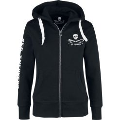 Sea Shepherd Jolly Roger Bluza z kapturem rozpinana damska czarny. Czarne bluzy sportowe damskie Sea Shepherd, s, z nadrukiem, z bawełny, bez rękawów, z kapturem. Za 199,90 zł.