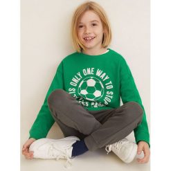 Mango Kids - Bluza dziecięca Cheap4. Zielone bluzy chłopięce Mango Kids, z nadrukiem, z dzianiny, bez rękawów, bez kaptura. Za 49,90 zł.