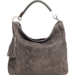 Shopper bag damskie: Skórzana torebka w kolorze ciemnoszarym – 38 x 36 x 15 cm