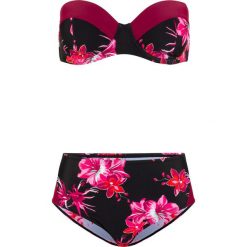 Bikini na fiszbinach (2 części) bonprix czarny w kwiaty. Czarne stroje kąpielowe damskie bonprix, w kwiaty. Za 74,99 zł.