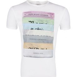T-Shirt Pepe Jeans Parkway White. Białe t-shirty męskie m, z nadrukiem, z jeansu, klasyczne, z klasycznym kołnierzykiem. Za 69,00 zł.