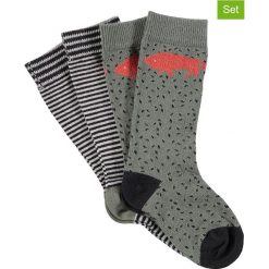 Skarpety (2 pary) w kolorze oliwkowo-czarno-białym. Czarne skarpetki chłopięce Schiesser Boys, w paski, z bawełny. W wyprzedaży za 22,95 zł.