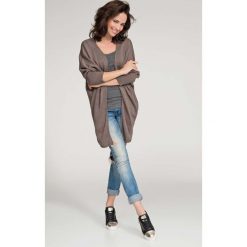 Cappuccino Sweter Lekki Długi bez Zapięcia. Szare swetry damskie Molly.pl, uniwersalny, bez wzorów, z dzianiny, z długim rękawem, długie, bez kaptura. Za 88,90 zł.