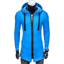 Bluzy męskie: BLUZA MĘSKA ROZPINANA Z KAPTUREM B763 – NIEBIESKA