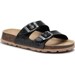 Klapki SUPERFIT - 8-00111-01 S Schwarz Kombi. Czarne sandały dziewczęce Superfit, ze skóry ekologicznej, bez zapięcia. Za 119,00 zł.