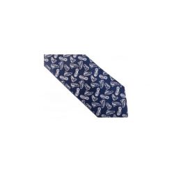 Granatowy krawat w buty D147. Niebieskie krawaty męskie Modini Moda Męska, na co dzień, bez wzorów, z tkaniny, casualowe. Za 49,50 zł.
