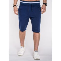 Krótkie spodenki męskie P403 - granatowe. Niebieskie spodenki i szorty męskie Ombre Clothing, s, bez wzorów, z bawełny, krótkie. Za 29,00 zł.