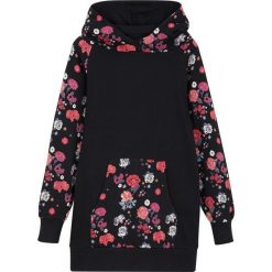 Sukienka dresowa bonprix czarny. Czarne sukienki dziewczęce bonprix, z aplikacjami, z bawełny, bez rękawów. Za 79,99 zł.