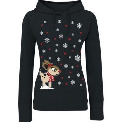 Bluzy damskie: Snowflake Deer Bluza z kapturem damska czarny