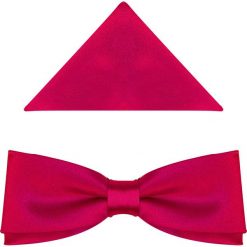 Różowa mucha z poszetką - amarant SLIM B5. Różowe muszki męskie Modini Moda Męska, na co dzień, bez wzorów, z tkaniny, eleganckie. Za 45,00 zł.