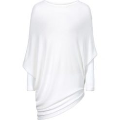 Swetry oversize damskie: Sweter oversize z asymetrycznym dołem bonprix biel wełny