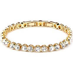 Bransoletki damskie: Pozłacana bransoletka z kryształkami Swarovski