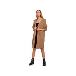 M475 Kardigan oversize z kapturem. Różowe swetry damskie Moe, m, bez wzorów, eleganckie, bez rękawów, z kapturem. Za 165,00 zł.