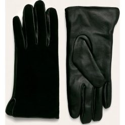 Vero Moda - Rękawiczki skórzane. Czarne rękawiczki damskie Vero Moda, bez wzorów, z poliesteru. Za 149,90 zł.