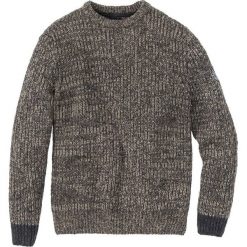 Sweter z okrągłym dekoltem Regular Fit bonprix beżowo-antracytowy melanż. Brązowe swetry klasyczne męskie bonprix, m, melanż, z dzianiny, z kontrastowym kołnierzykiem. Za 74,99 zł.
