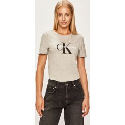 Calvin Klein Jeans - T-shirt. Szare bluzki damskie Calvin Klein Jeans, s, z nadrukiem, z bawełny, z okrągłym kołnierzem. Za 229,90 zł.