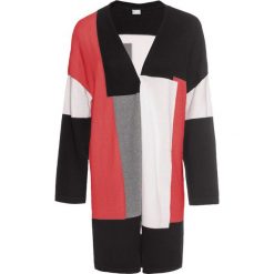 Kardigan w stylu colorblocking bonprix kremowy koralowy wzorzysty. Różowe swetry damskie bonprix, bez wzorów. Za 44,99 zł.