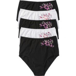 Figi z wysoką talią bonprix czarno-biały. Czarne majtki damskie bonprix, z nadrukiem. Za 64,95 zł.
