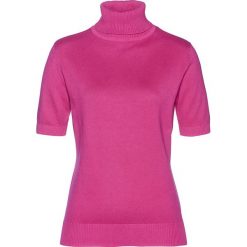 Sweter z golfem, krótki rękaw bonprix różowa magnolia. Różowe swetry damskie bonprix, bez wzorów, z krótkim rękawem. Za 49,99 zł.