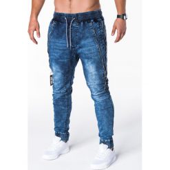 Joggery męskie: SPODNIE MĘSKIE JEANSOWE JOGGERY P647 – NIEBIESKIE