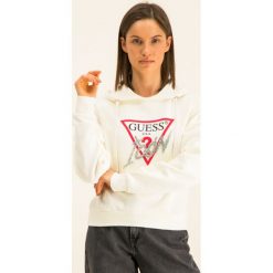 Bluza Guess W01Q20 K68I0. Żółte bluzy damskie Guess, xl, z aplikacjami, z bawełny, bez rękawów, bez kaptura. W wyprzedaży za 299,00 zł.