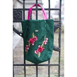 Torebki klasyczne damskie: Shoper Bag Green Red Roses