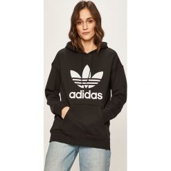 Adidas Originals - Bluza. Czarne bluzy damskie adidas Originals, z nadrukiem, z elastanu, bez rękawów, z kapturem. W wyprzedaży za 219,90 zł.