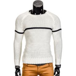 Swetry klasyczne męskie: SWETER MĘSKI E97 – BIAŁY