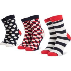 Zestaw 3 par wysokich skarpet unisex HAPPY SOCKS - XSTR08-6000 Granatowy. Niebieskie skarpetki damskie Happy Socks, bez wzorów, z elastanu. Za 109,90 zł.