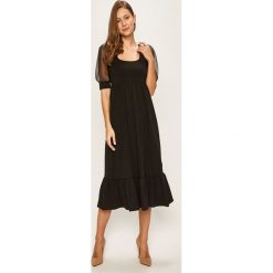 Only - Sukienka. Czarne sukienki damskie ONLY, na co dzień, s, bez wzorów, z elastanu, casualowe, z dekoltem karo, bez rękawów, midi, rozkloszowane. Za 129,90 zł.