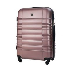 Mała walizka kabinowa ABS 55x37x24cm STL838 metaliczna różowa - S \ różowy. Różowe walizki Solier, bez wzorów, z gumy. Za 119,00 zł.