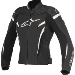 Kurtka skóra naturalna ALPINESTARS STELLA GP PLUS R V2 kolor biały/czarny, rozmiar 50. Czarne kurtki damskie Alpinestars, bez wzorów, ze skóry, bez kaptura. Za 1949,00 zł.