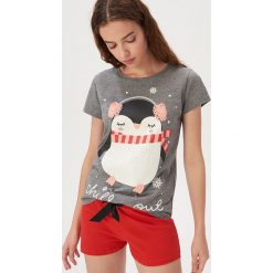 Dwuczęściowa piżama z szortami - Szary. Szare piżamy damskie Sinsay, xl, bez wzorów, bez rękawów. Za 39,99 zł.