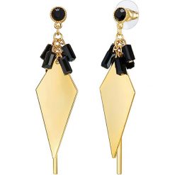 Pozłacane kolczyki-wkrętki ze szklanymi kryształkami. Żółte kolczyki damskie Highstreet Jewels, Runway & Co., z kryształem, złote. W wyprzedaży za 39,95 zł.