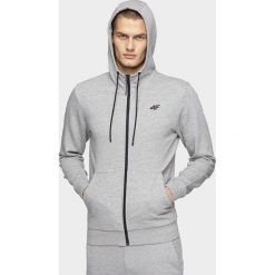 Bluza męska BLM300 - chłodny jasny szary melanż. Szare bluzy męskie xxl, bez wzorów, z dzianiny, z kapturem, bez rękawów, z kapturem. Za 129,99 zł.