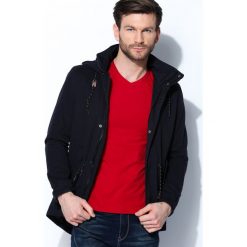 Granatowa Kurtka Windy Type. Czarne kurtki męskie marki Born2be, m, z nadrukiem, z dresówki, z kapturem. Za 179,99 zł.