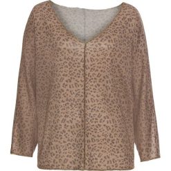 Shirt z nadrukiem bonprix brązowy leo. Pomarańczowe koszulki damskie marki bonprix, z nadrukiem, z dekoltem w serek, bez rękawów. Za 79,99 zł.